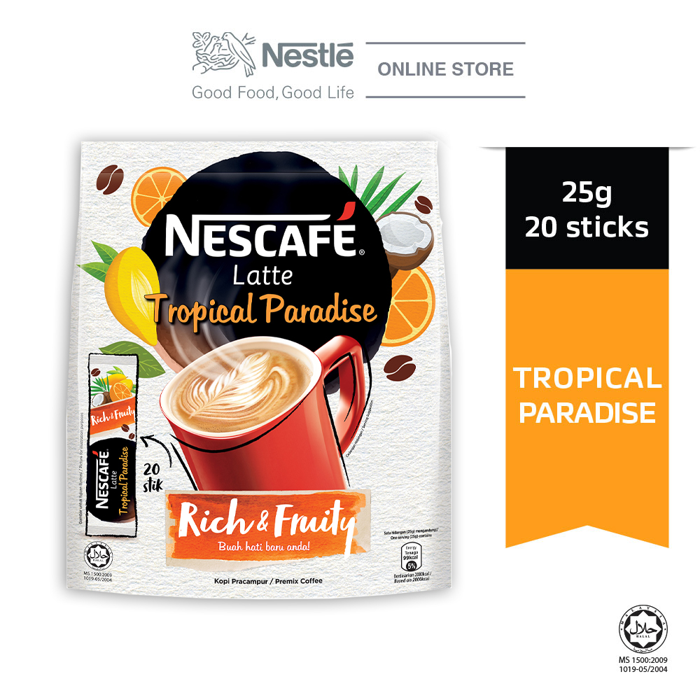 NESCAFE Latte Tropical Paradise 20 Sticks, 25g Each