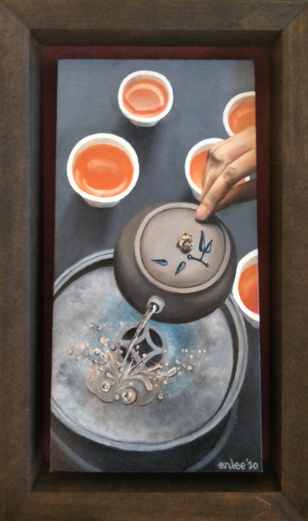 Zisha Pot Oil Painting By Teh En Lee 15.20 cm x 30.50 cm 紫砂壶油画 郑恩丽/绘
