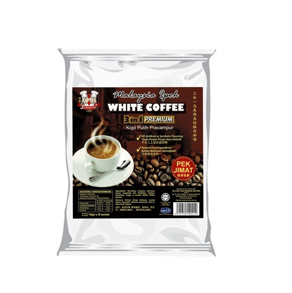 【ECONOMY PACK】Jackshen Chef Malaysia Ipoh White Coffee [40g x 30 sachets x 1 Pack]