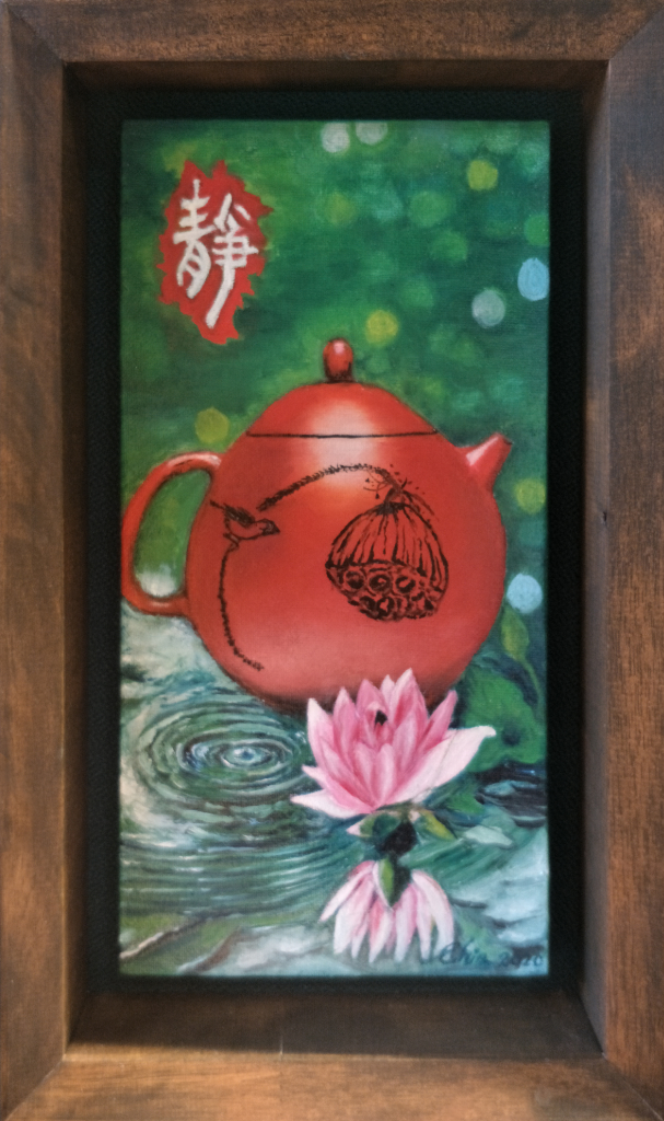Zisha Pot Oil Painting By Meliss Chin 15.20 cm x 30.50 cm 紫砂壶油画 陈玉凤/绘 