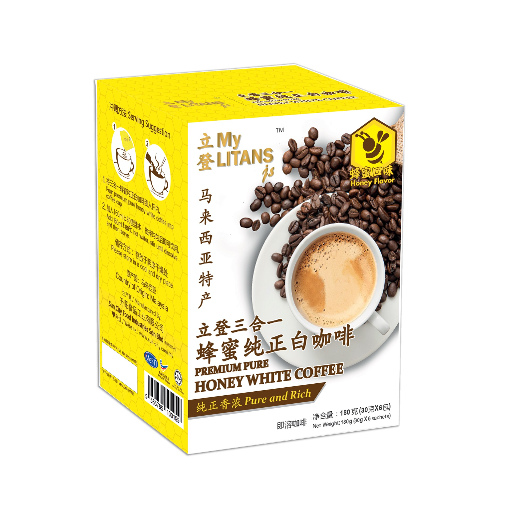 [Ex-work] MyLITANSjs 3 in 1 Premium Pure White Coffee (Honey Flavor) (30g x 6 sachets)