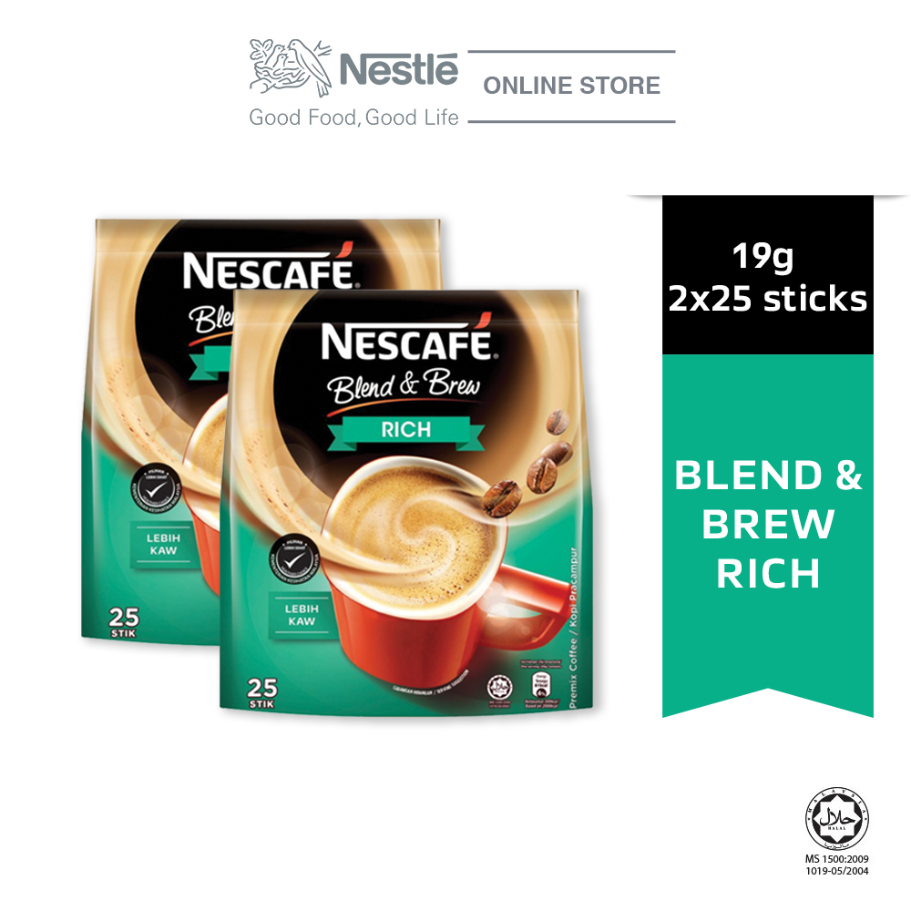 NESCAFE Blend and Brew Rich 25 Sticks 19g x2 packs