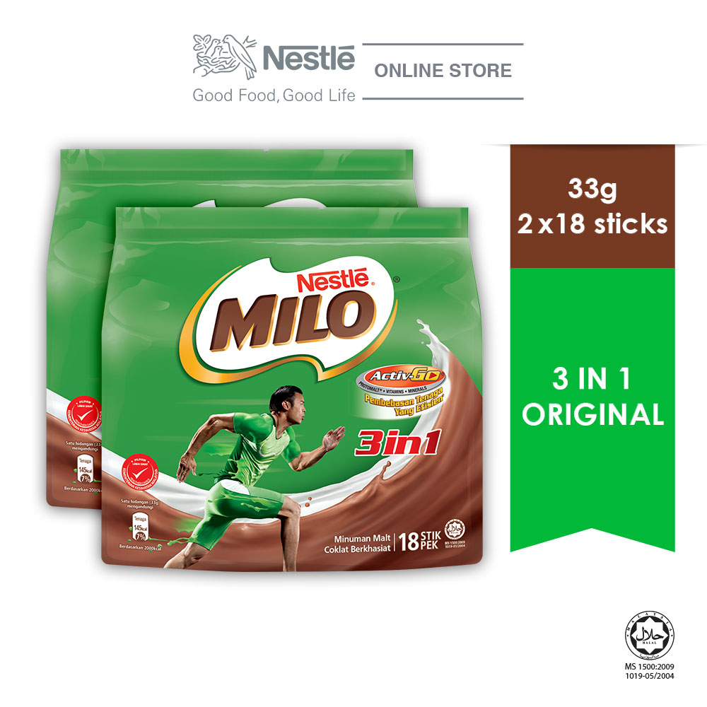 NESTLE MILO 3IN1 ACTIV-GO 18 Sticks 33gx 2 Packs