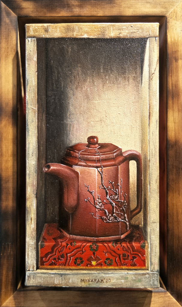 Zisha Pot Oil Painting By Sarah 15.20 cm x 30.50 cm 紫砂壶油画 莎拉/绘