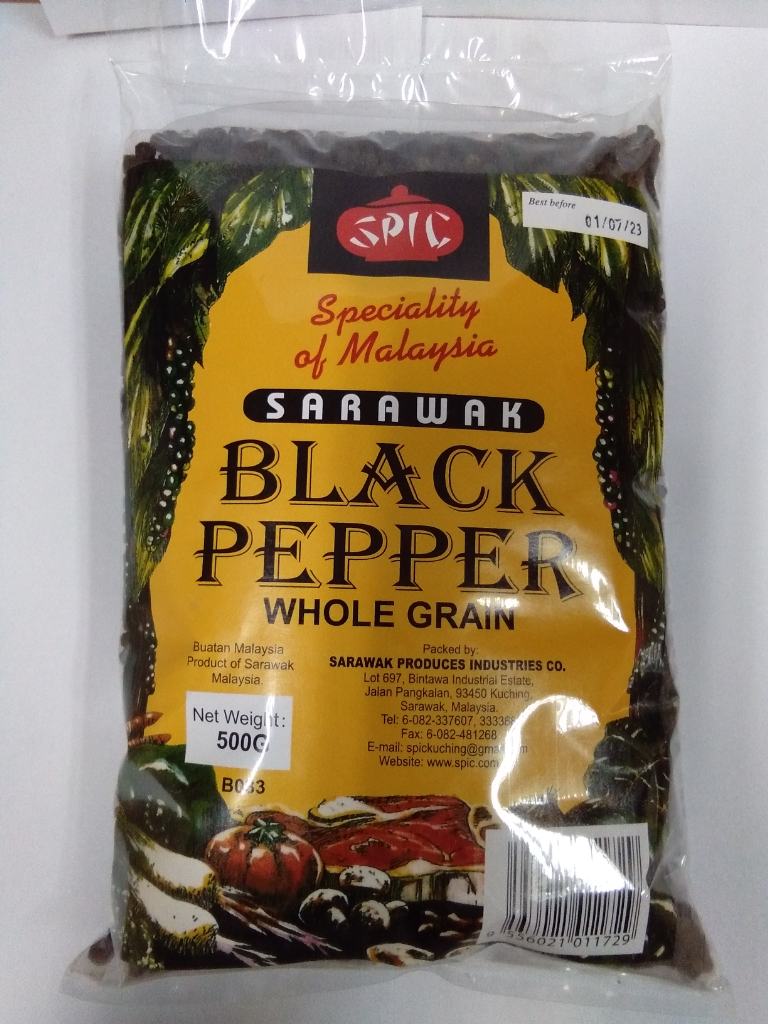  [Halal] SPIC Sarawak Black Pepper Whole 500gm 100% Pure  Biji Lada Hitam 500gm 100% Tulen 90/120