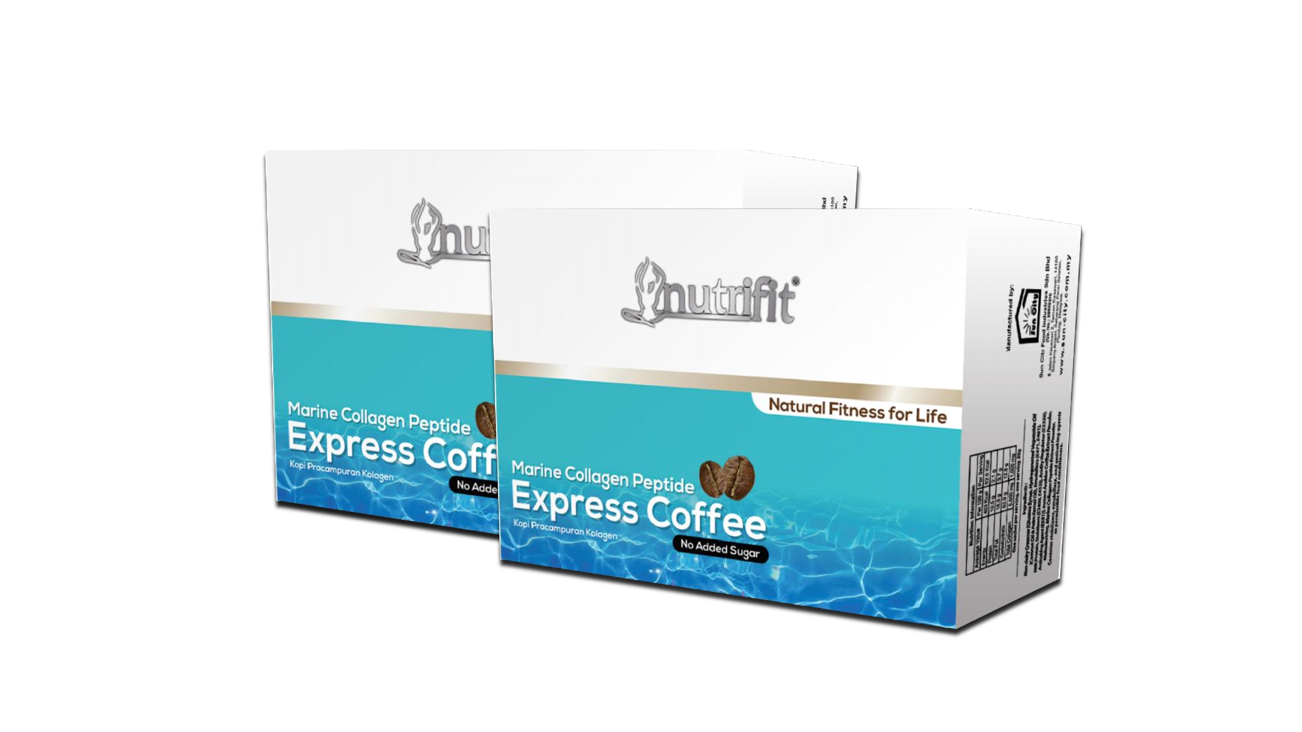 Halal Collagen 1,000mg Nutrifit Marine Collagen Peptide Express Coffee (No Added Sugar) [2 box] (20 gm x 15 sachets)