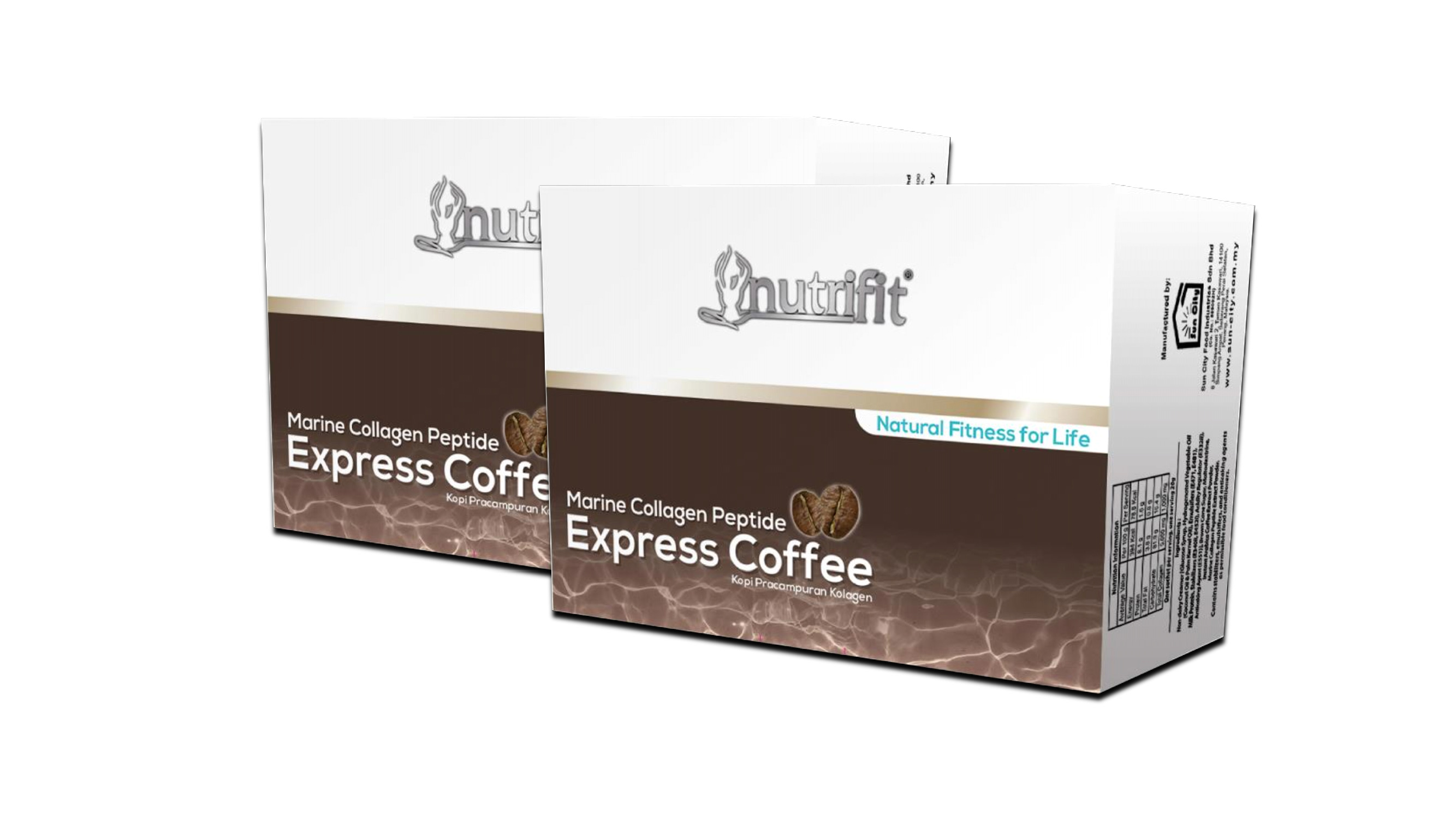 Halal Collagen 1,000mg Nutrifit Marine Collagen Peptide Express Coffee [2 box] (20 gm x 15 sachets)