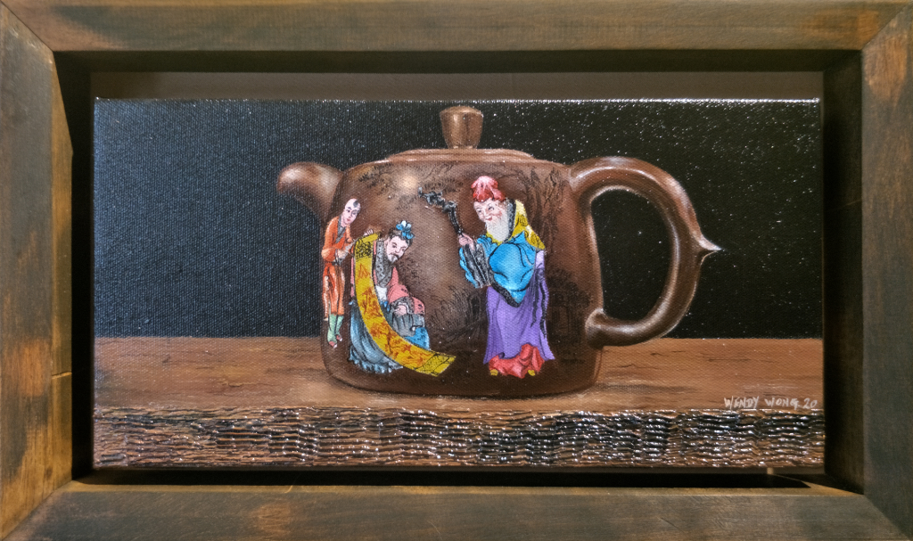 Zisha Pot Oil Painting By Wendy Wong 30.50 cm x 15.20 cm 紫砂壶油画 黄聪盈/绘