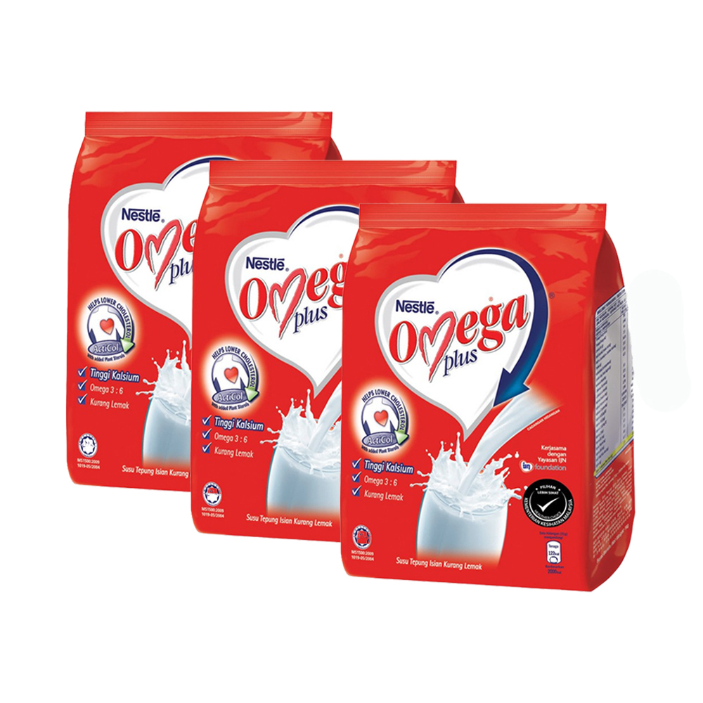 Nestle OmegaPlus Milk Powder Soft Pack (1kg x 3 Packs)