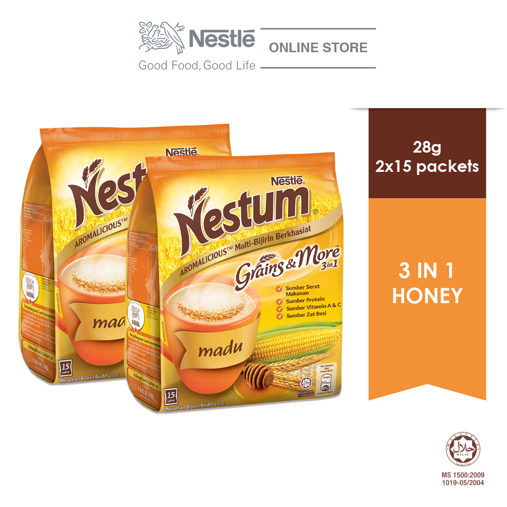 NESTLE NESTUM Grains & More 3in1 Honey (15 Packets 28g x 2 packs)