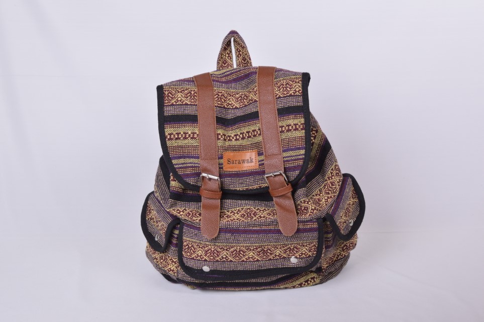 Traditional Borneo Weaved Handmade Backpack (Spore Pattern)