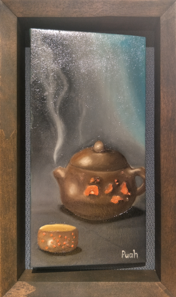 Zisha Pot Oil Painting By Puah Chen Qi 15.20 cm x 30.50 cm 紫砂壶油画 潘丞绮/绘 