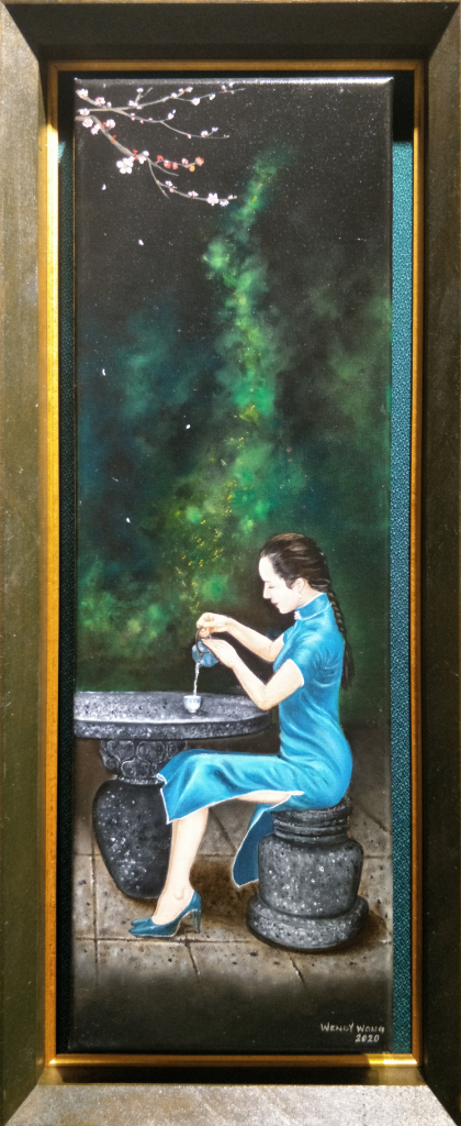 Taste Oil Painting By Wendy Wong 20.30 cm x 61 cm 品茶油画 黄聪盈/绘 