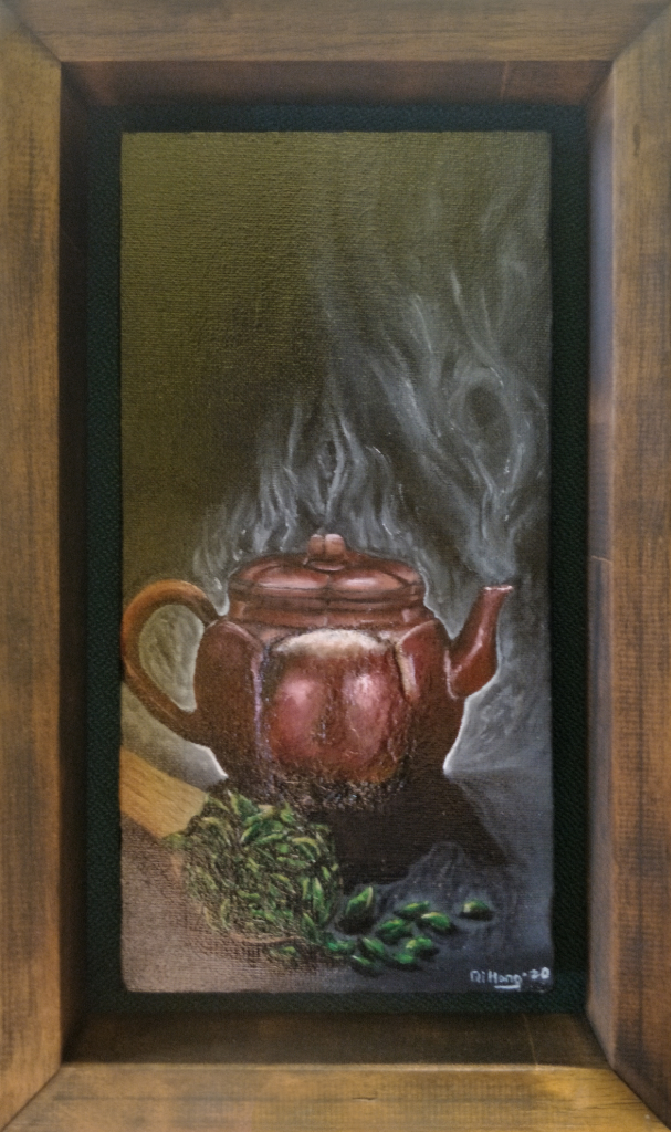 Zisha Pot Oil Painting By Teh Qi Hong 15.20 cm x 30.50 cm 紫砂壶油画 郑启宏/绘 