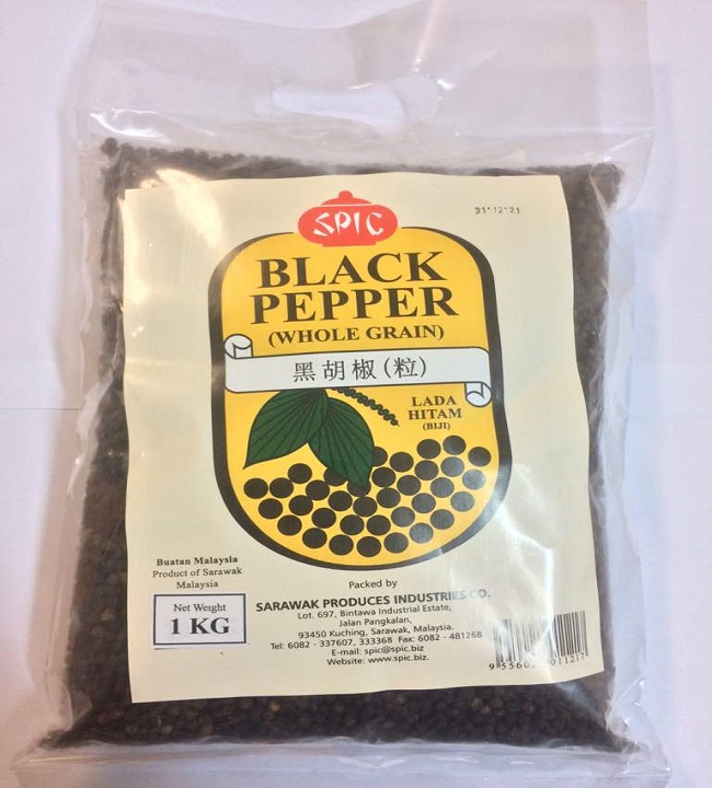 [Halal] SPIC Sarawak Black Pepper Whole 1kg 100% Pure  Biji Lada Hitam 1kg 100% Tulen