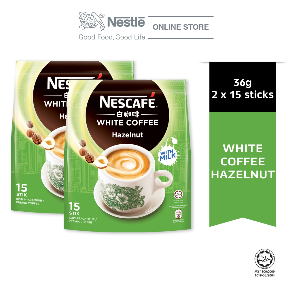 NESCAFE White Coffee Hazelnut 15 Sticks 36g x2 packs