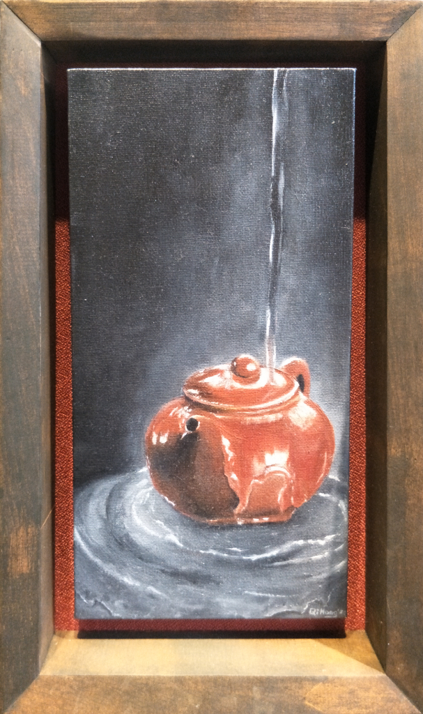 Zisha Pot Oil Painting By Teh Qi Hong 15.20 cm x 30.50 cm 紫砂壶油画 郑启宏/绘 