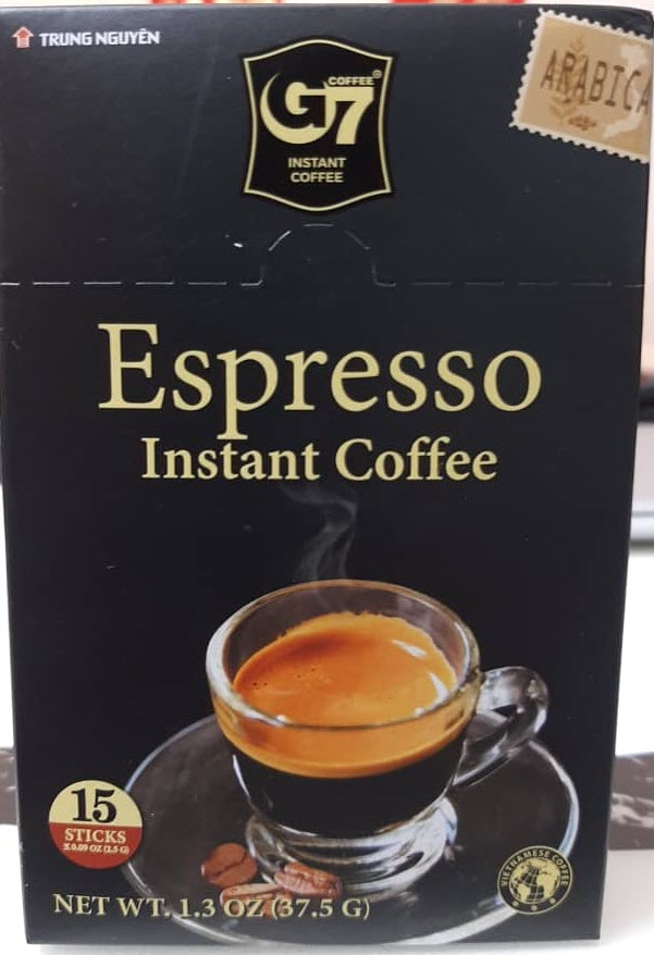 Vietnam Trung Nguyen G7 Espresso Black Instant Coffee Arabica 2.5g x 15 sachets