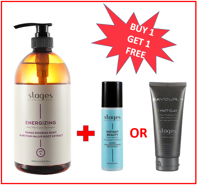 [BUY1 FREE 1] Stages Energizing Anti-hair loss Shampoo (1000ml)