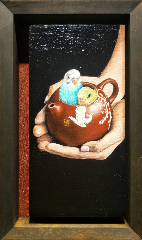 Zisha Pot Oil Painting By Lim Tang Zheng 15.20 cm x 30.50 cm 紫砂壶油画 林汤正 /绘