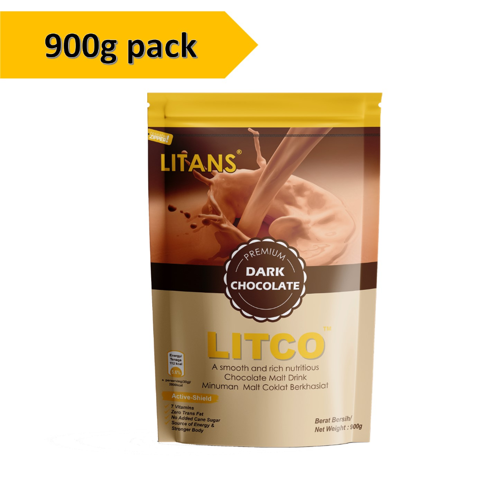 LITANS Dark Chocolate Nutritious Malted Drink (900g per Bag)