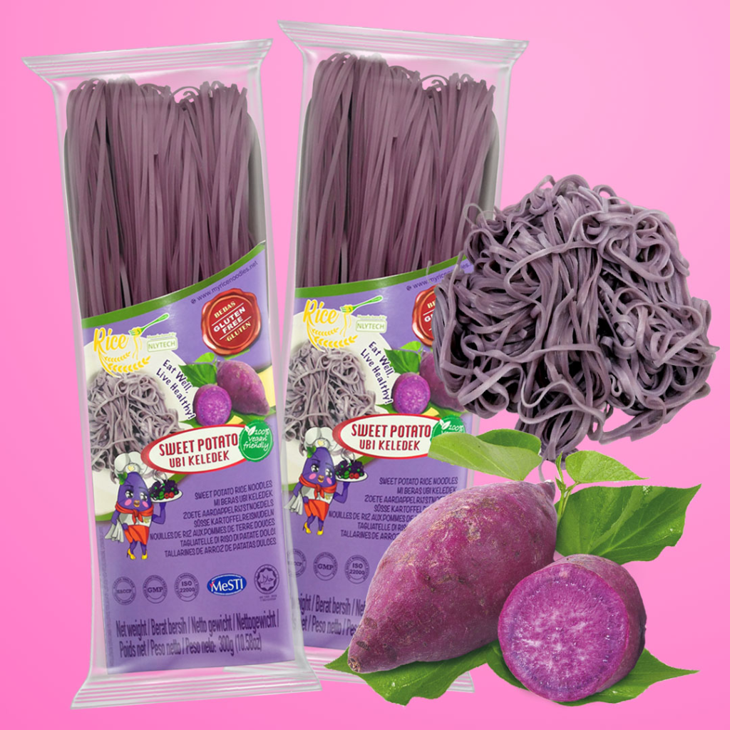 100% Natural Ingredient Healthy Sweet Potato Rice Noodles - Gluten Free and Vegetarian product  - 100%纯天然健康米制紫薯面条-无麸质和素食产品
