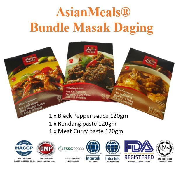 [Special Bundle ] AsianMeals® Bundle Masak Daging  - Black Pepper sauce  - Rendang paste - Meat Curry paste