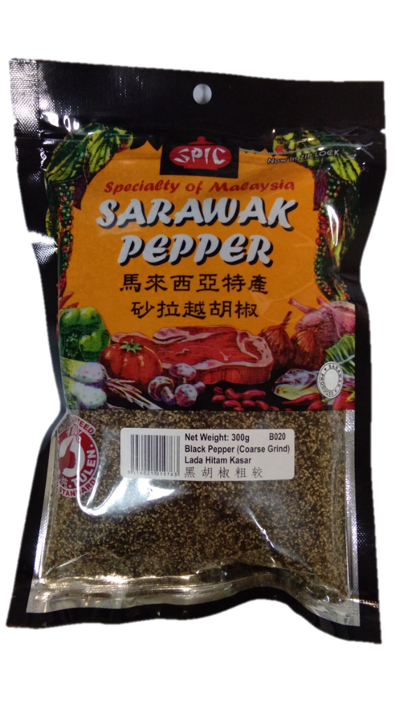 [Halal] SPIC Sarawak Black Pepper Coarse Grind 300gm 100% Pure  Serbuk Kasar Lada Hitam 300gm 100% tulen