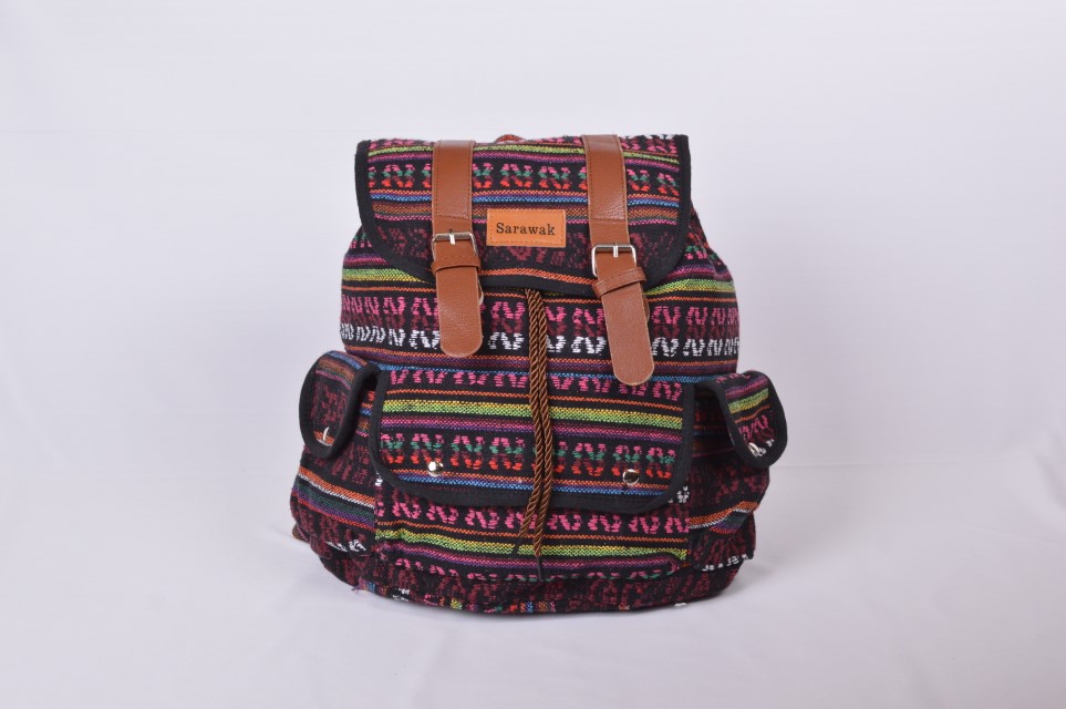 Traditional Borneo Weaved Handmade Backpack (Red)