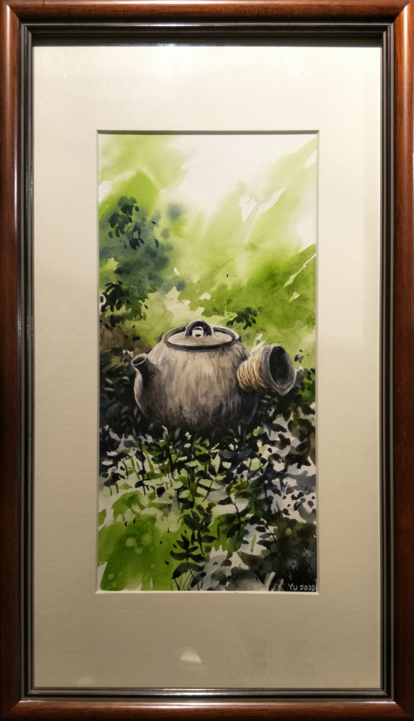Zisha Pot Watercolor Painting By Yu Cher Tung 13.50 cm x 28 cm 紫砂壶水彩画 尤泽栋/绘