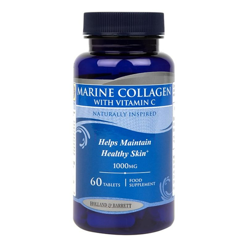 Ready Stock Holland & Barrett Marine Collagen with Vitamin C 1000mg 60 Tablets