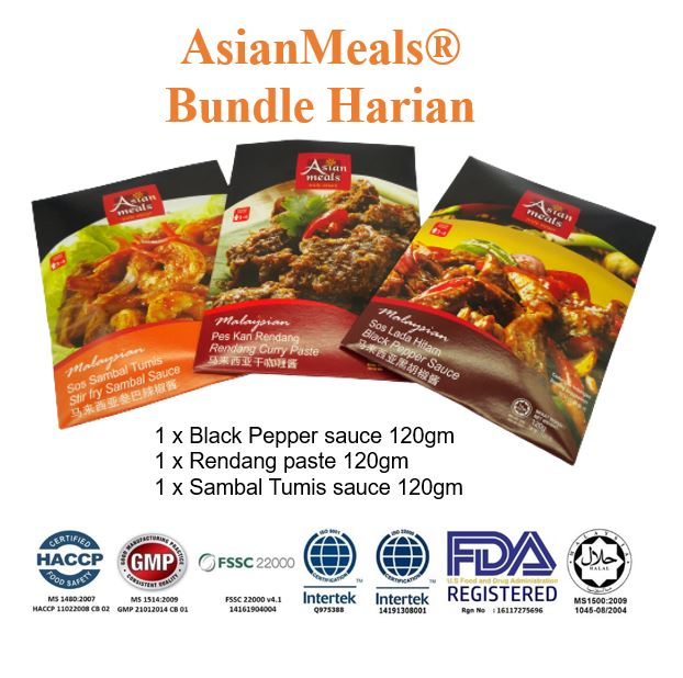 [Special Bundle ] AsianMeals® Bundle Harian  - Black Pepper sauce  - Rendang paste - Sambal Tumis sauce 