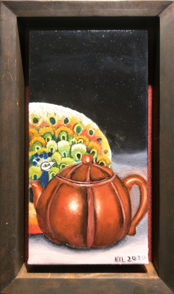 Zisha Pot Oil Painting By Ngoi Xin Lan 15.20 cm x 30.50 cm 紫砂壶油画 魏馨蓝/绘