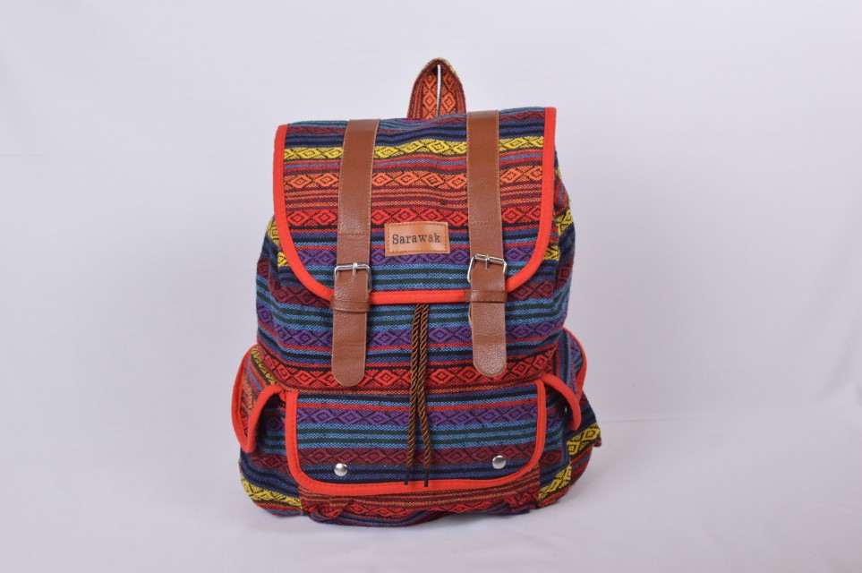 Traditional Borneo Weaved Handmade Backpack (Orange Glow)