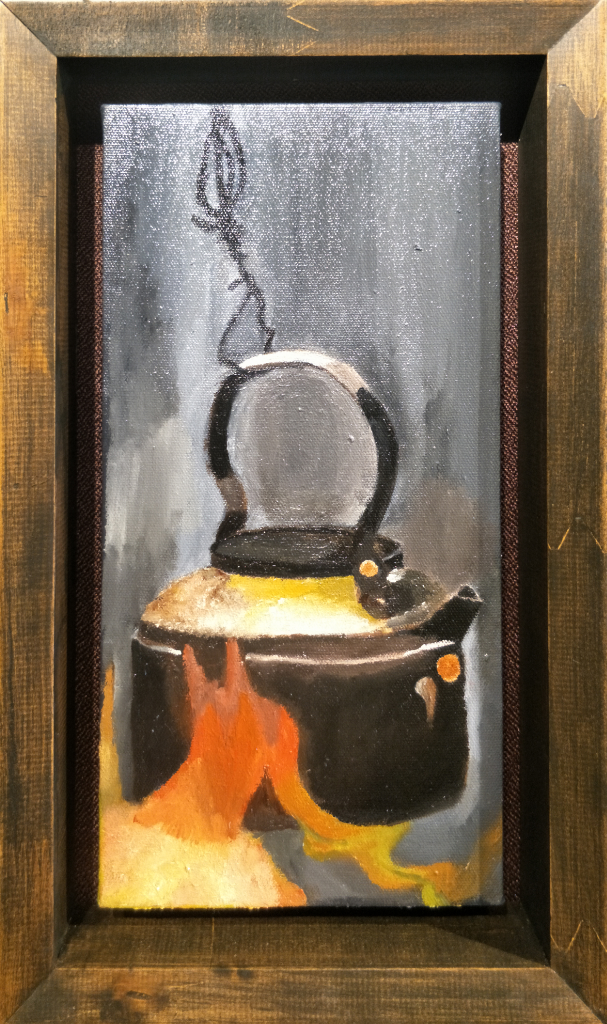Metal Pot Oil Painting By Loke Yee Ling 15.20 cm x 30.50 cm 铁壶油画 陆依凌/绘 