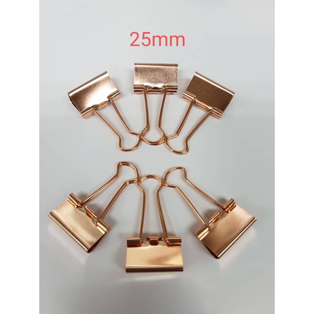 Metal binder clips ROSE GOLD TAIL CLIP 25MM - (6PCS/PACK)