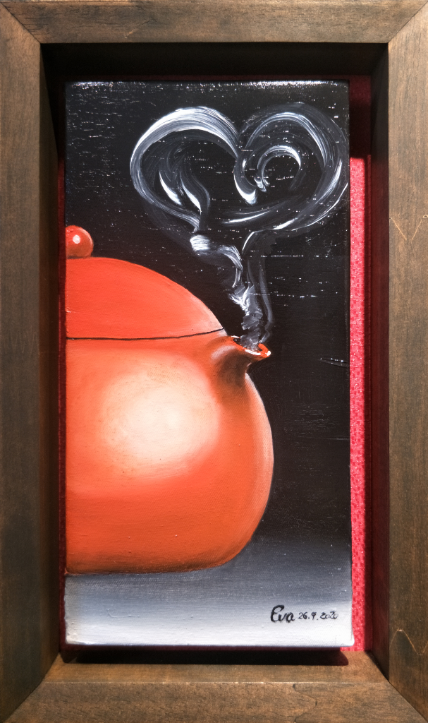 Zisha Pot Oil Painting By Eva 15.20 cm x 30.50 cm 紫砂壶油画 依绫 /绘
