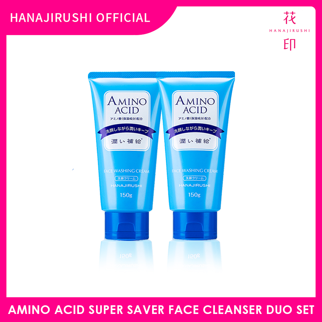 Hanajirushi Amino Acid Super Saver Face Cleanser Duo Set - Face Washing Cream 150g