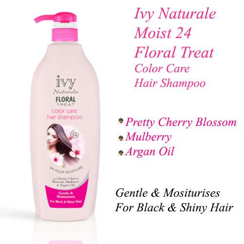 Ivy Naturale Moist 24 Floral Treat Color Care Hair Shampoo With Pretty Cherry Blossom, Mulberry & Argan Oil (1000ml)