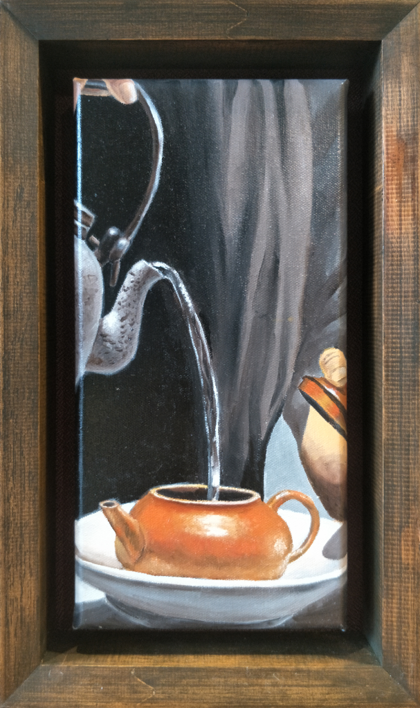 Zisha Pot Oil Painting By Chin Wing Tuck 15.20 cm x 30.50 cm 紫砂壶油画 陈永德/绘 