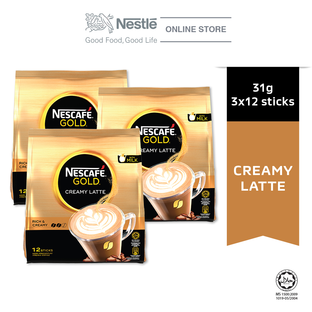 NESCAFE GOLD Creamy Latte 12 sticks, 31g Bundle of 3