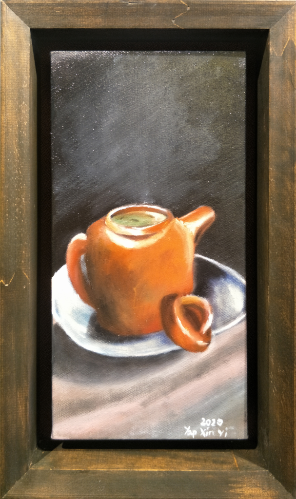 Zisha Pot Oil Painting By Yap Xin Yi 15.20 cm x 30.50 cm 紫砂壶油画 叶欣仪/绘 