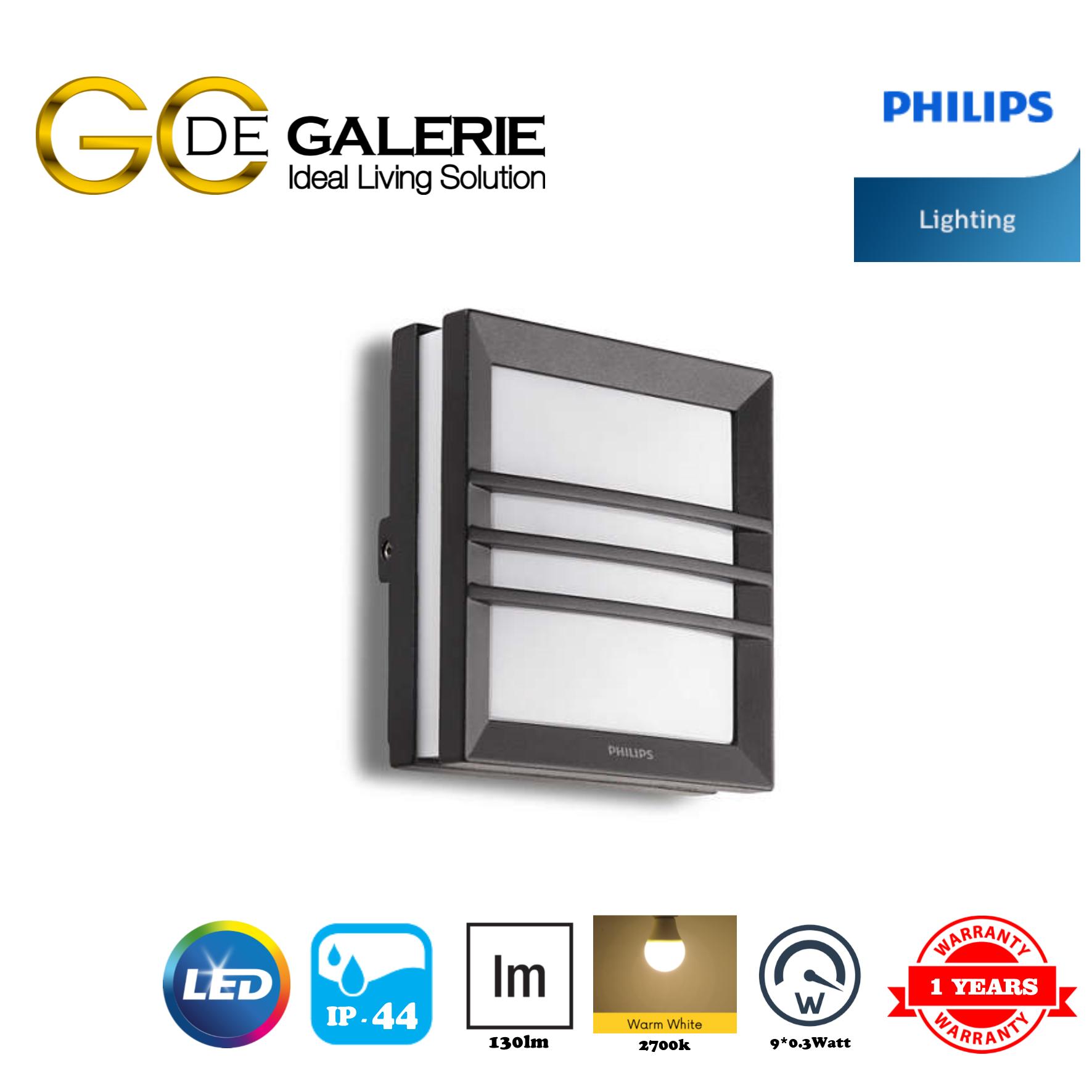WALL LIGHT OUTDOOR LED PHILIPS 11212 TERALIS SQUARE BK 9x